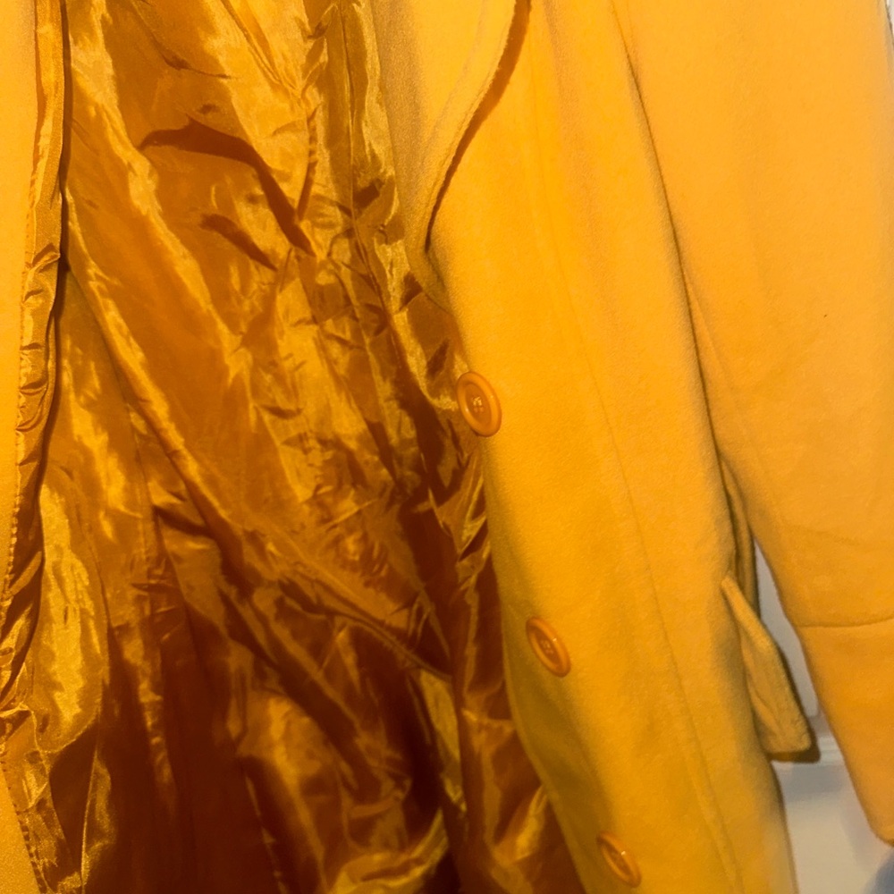 Stylish Women's Mustard Pea Coat - Picture 5 of 6